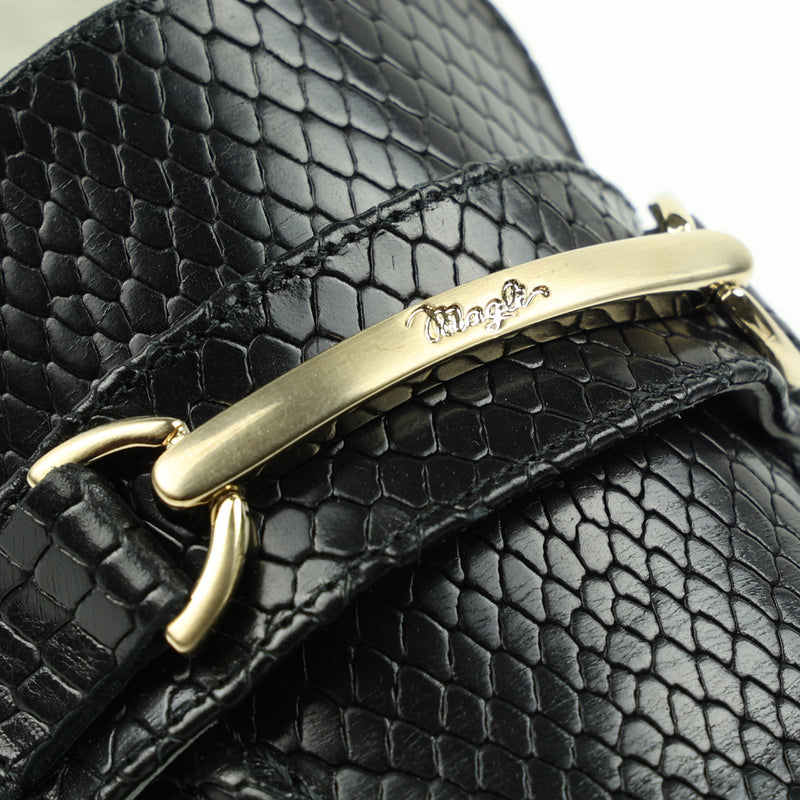 Marco Women's Snake-Print Leather Loafer - Black