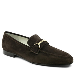 Marco Women's Suede Flat Bit Loafer - Dark Brown