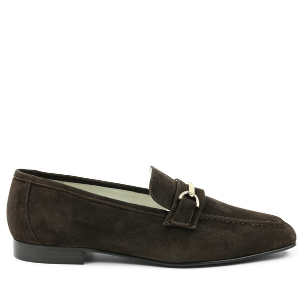 Marco Women's Suede Flat Bit Loafer - Dark Brown