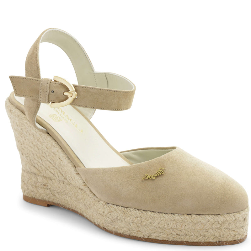 Mares Suede Platform Espadrille Wedge - Ecru