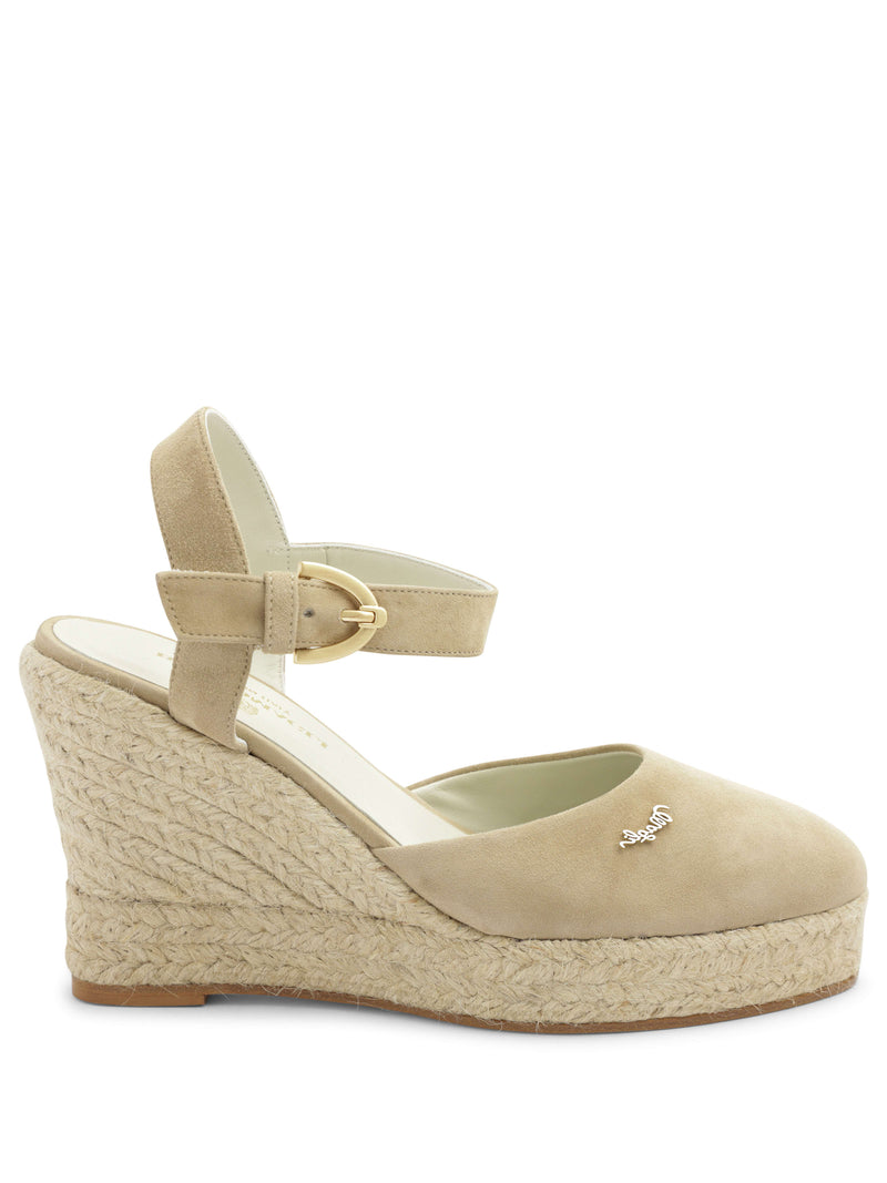 Mares Suede Platform Espadrille Wedge - Ecru