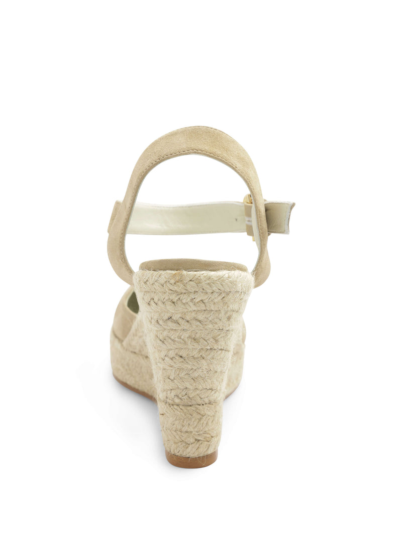 Mares Suede Platform Espadrille Wedge - Ecru