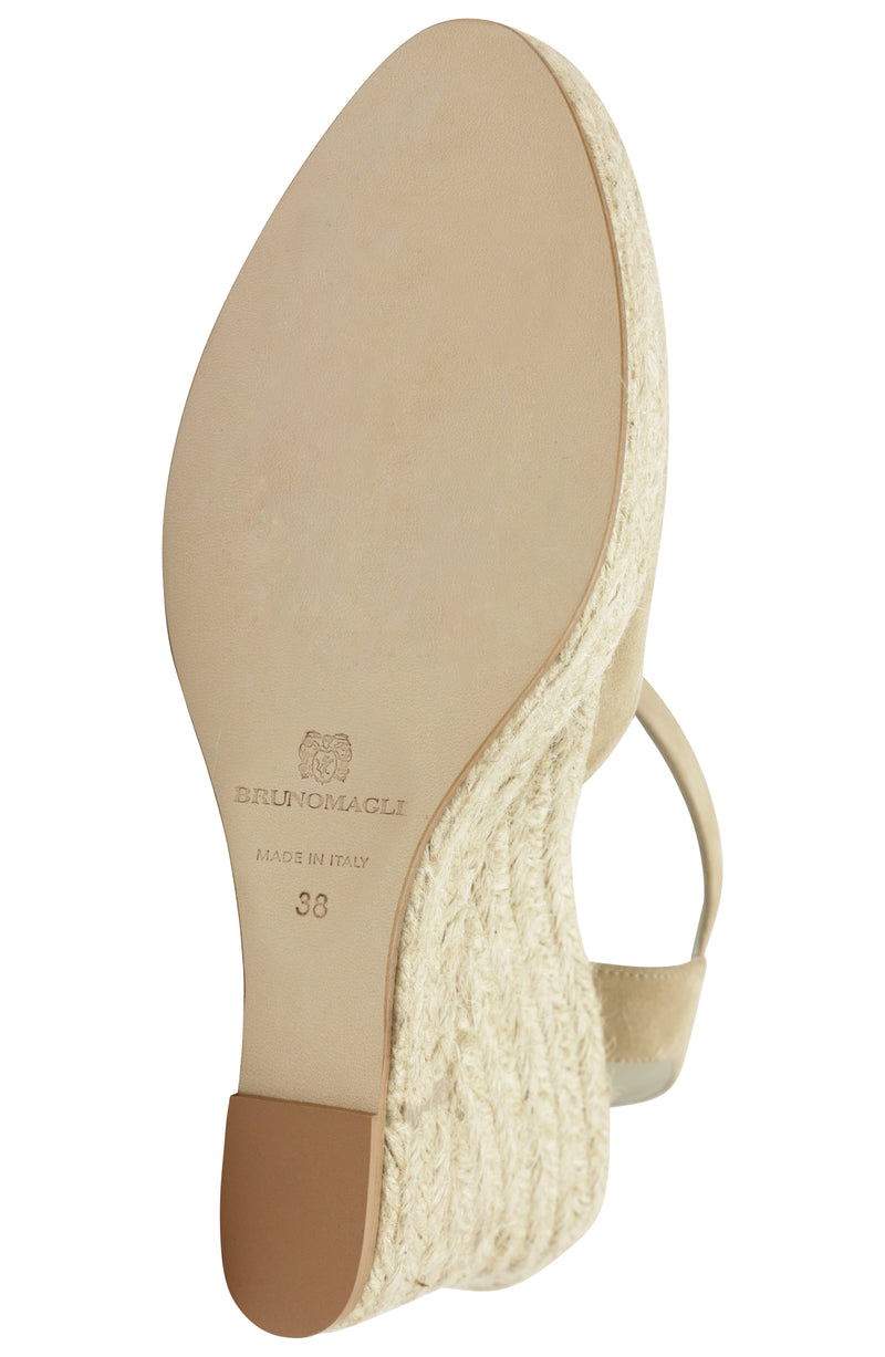 Mares Suede Platform Espadrille Wedge - Ecru