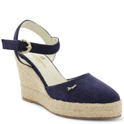 Mares Suede Platform Espadrille Wedge - Navy