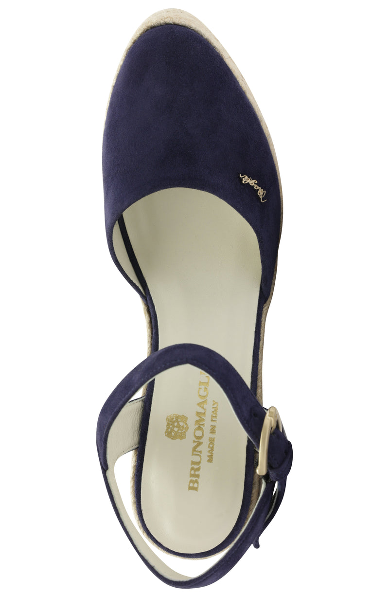 Mares Suede Platform Espadrille Wedge - Navy