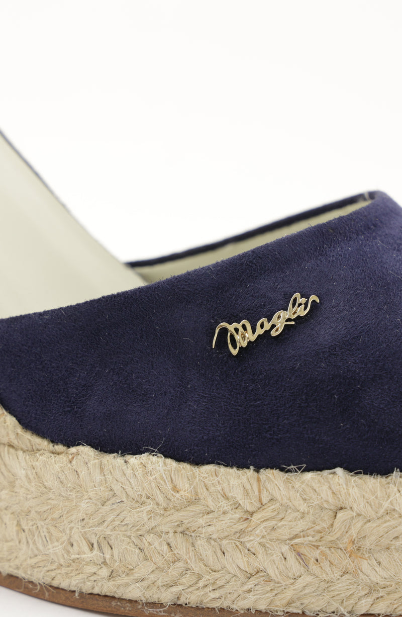 Mares Suede Platform Espadrille Wedge - Navy