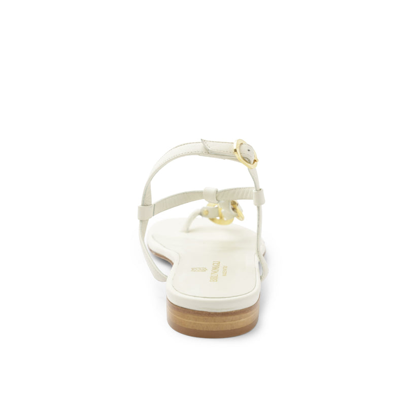 Marina Leather Embellished Thong Sandal - Off White