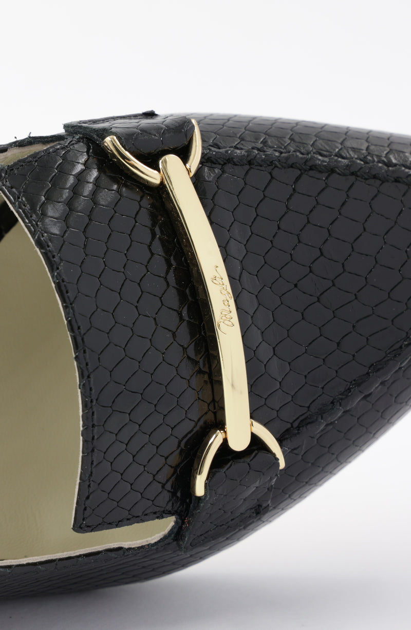 Matilde Leather Slingback Pump - Black Viper