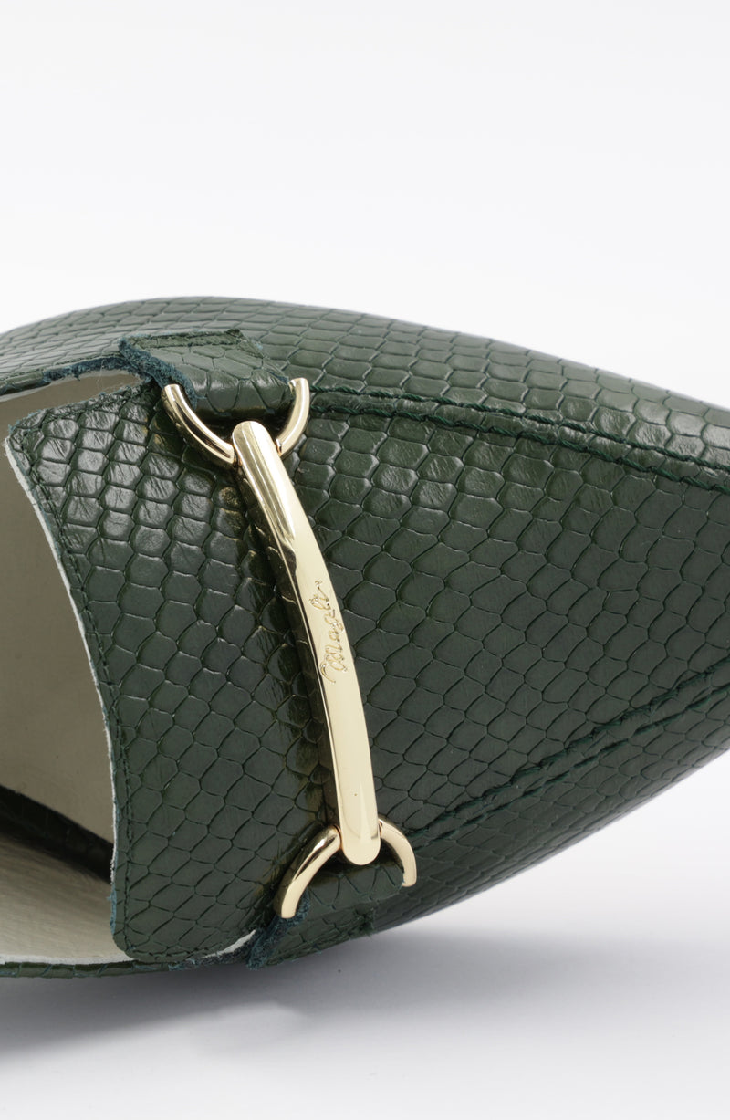 Matilde Leather Slingback Pump - Emerald Viper