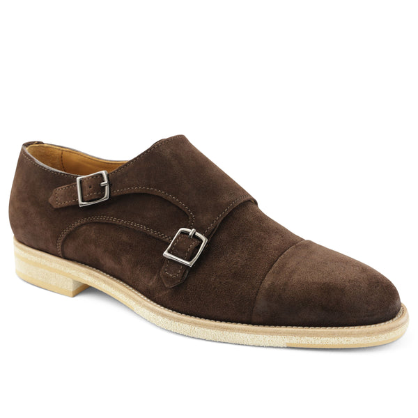 Maurizio Double Buckle Suede Shoe - Dark Brown