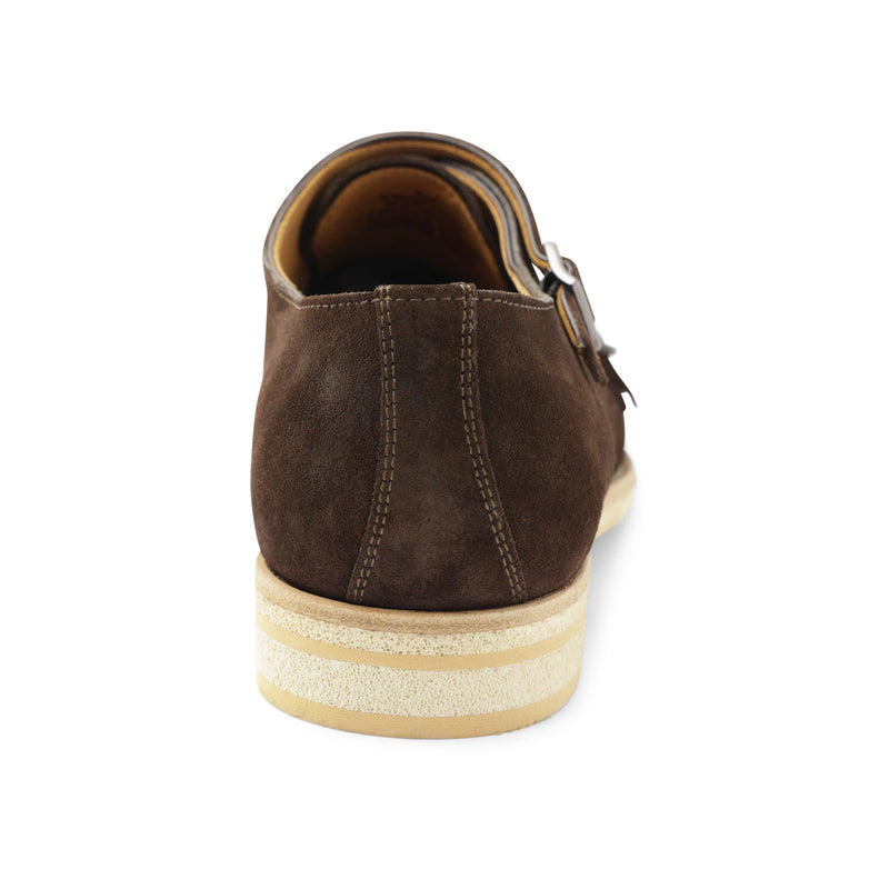 Maurizio Double Buckle Suede Shoe - Dark Brown
