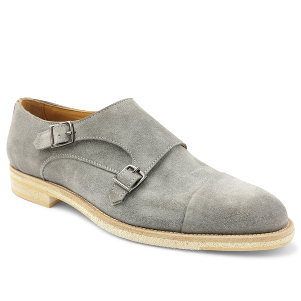 Maurizio Double Buckle Suede Shoe - Grey
