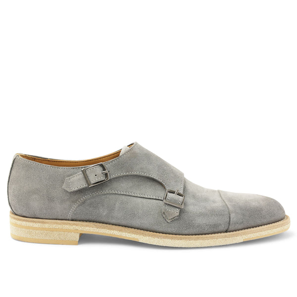 Maurizio Double Buckle Suede Shoe - Grey