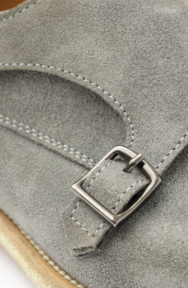 Maurizio Double Buckle Suede Shoe - Grey