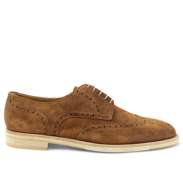 Milano Classic Wingtip Suede Oxford - Cognac