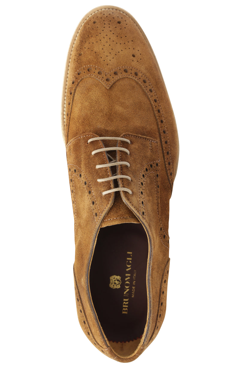 Milano Classic Wingtip Suede Oxford - Cognac