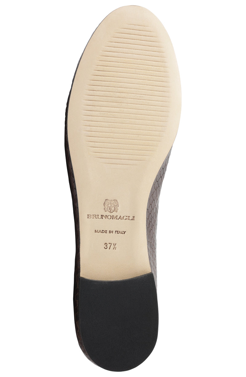 Mimi Signature Leather Ballet Flat - Brown/Black Snake