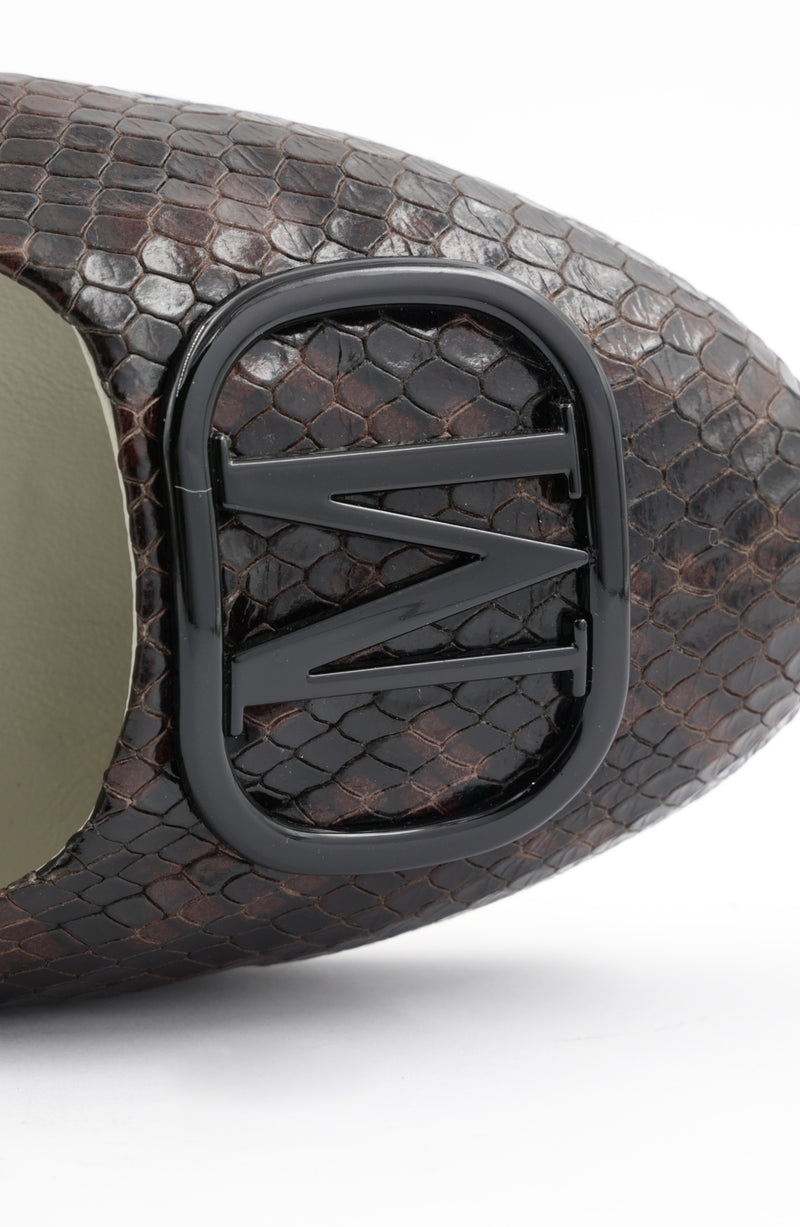 Mimi Signature Leather Ballet Flat - Brown/Black Snake