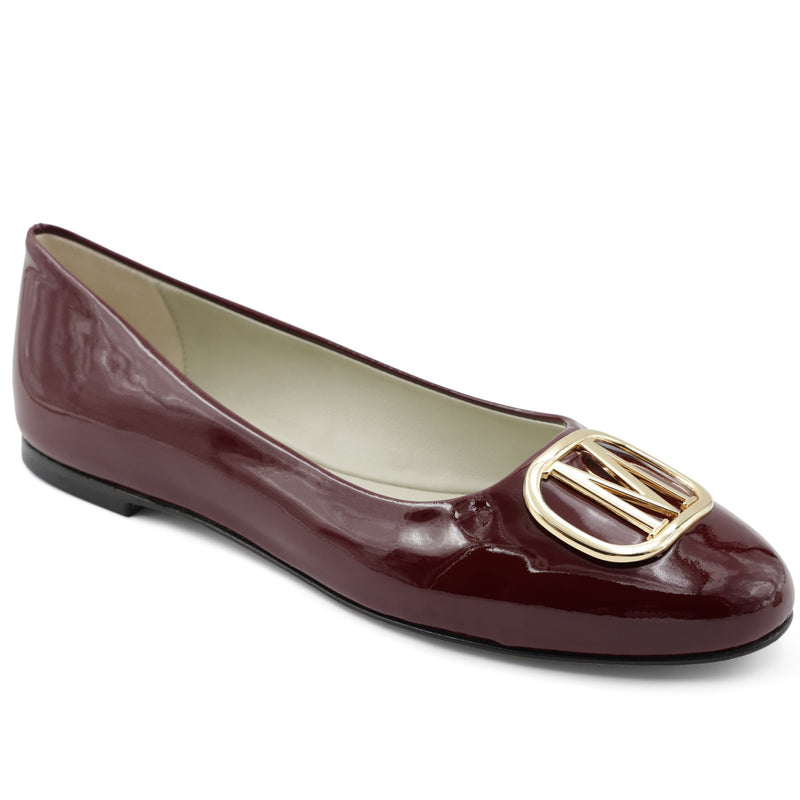 Mimi Signature Leather Ballet Flat - Bordeaux Patent