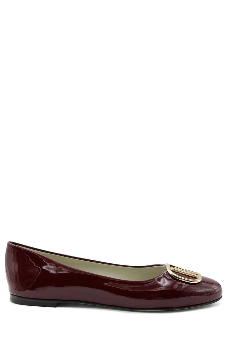 Mimi Signature Leather Ballet Flat - Bordeaux Patent