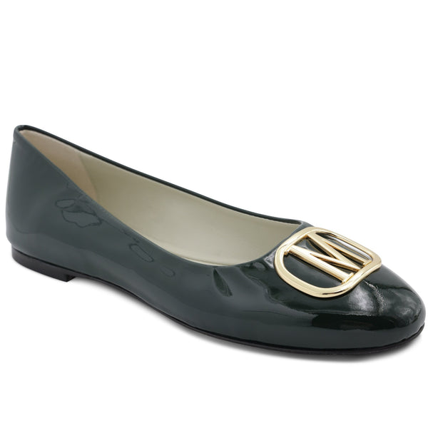 Mimi Signature Leather Ballet Flat - Emerald Patent