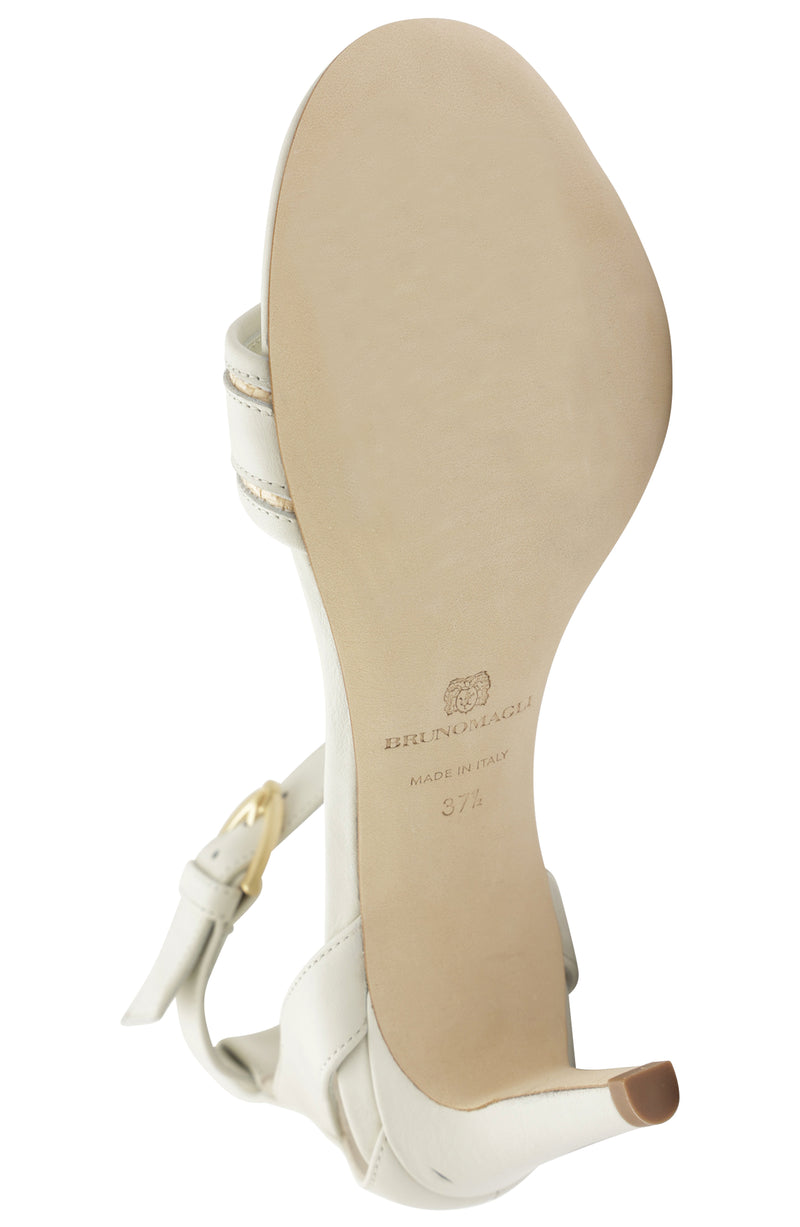 Monica Women's Leather Heeled Sandal - Off White