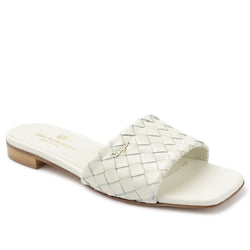 Robertha Handwoven Square-Toe Slide - Off White