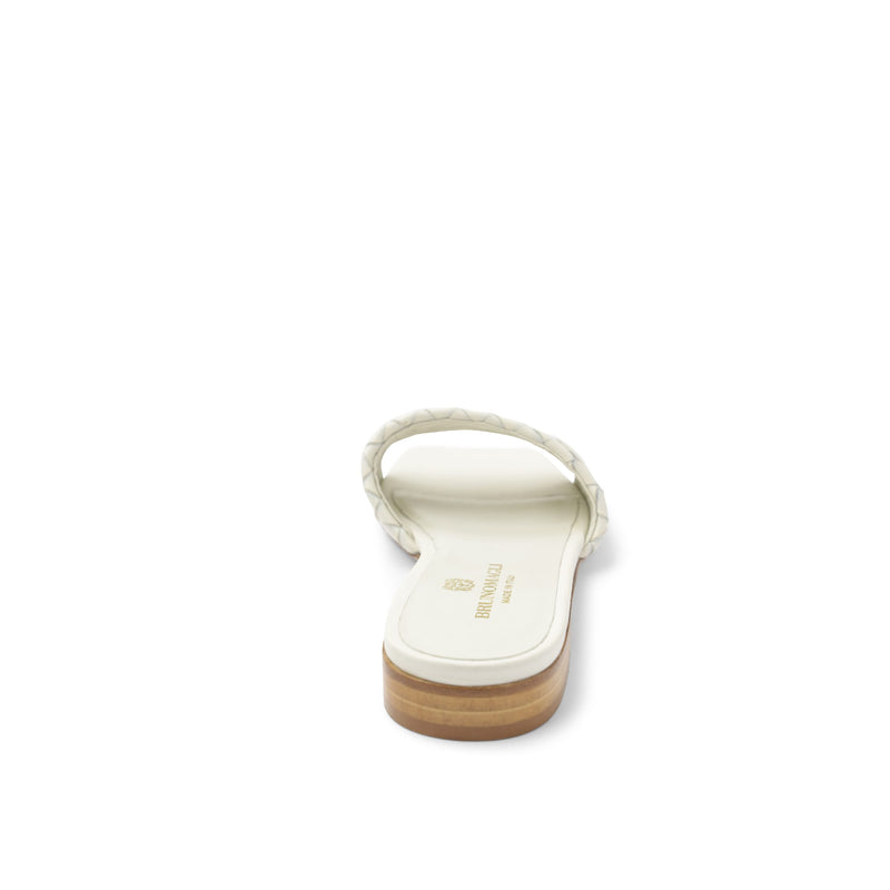 Robertha Handwoven Square-Toe Slide - Off White
