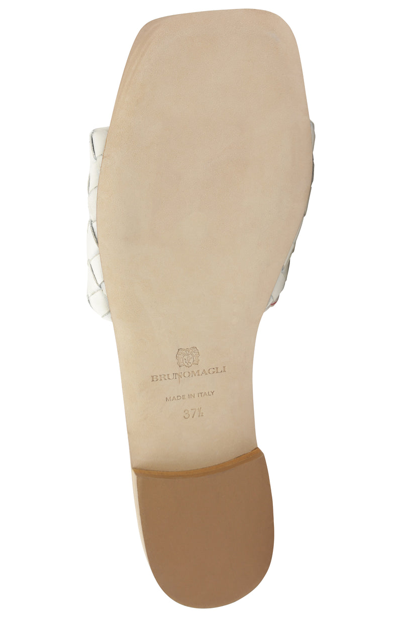 Robertha Handwoven Square-Toe Slide - Off White