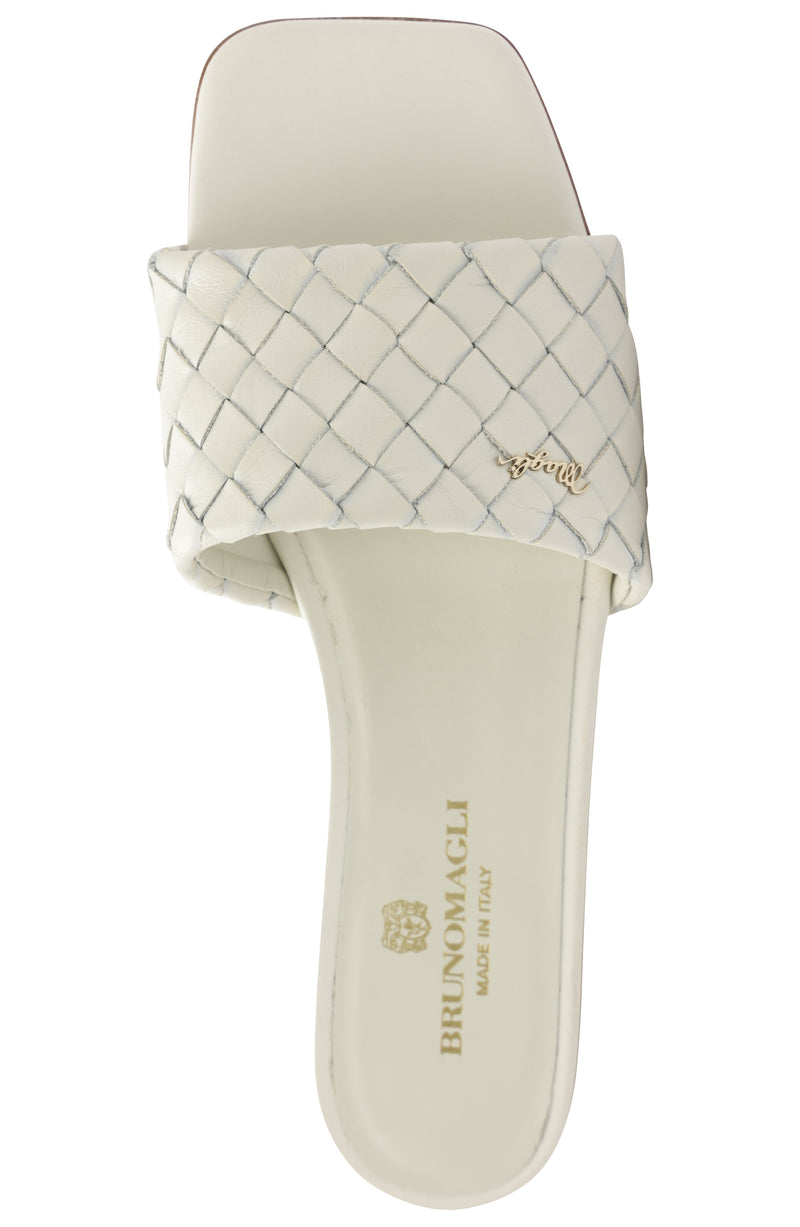 Robertha Handwoven Square-Toe Slide - Off White
