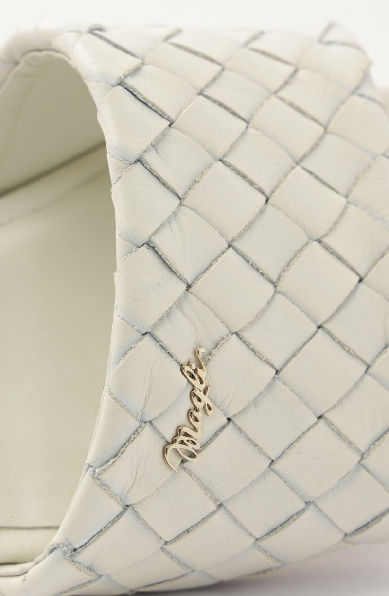 Robertha Handwoven Square-Toe Slide - Off White