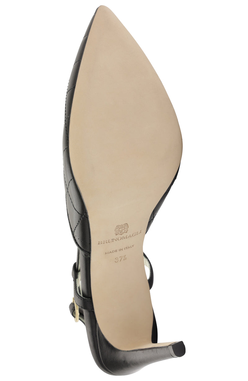 Rosy Quilted Leather Sling Back Pump - Black
