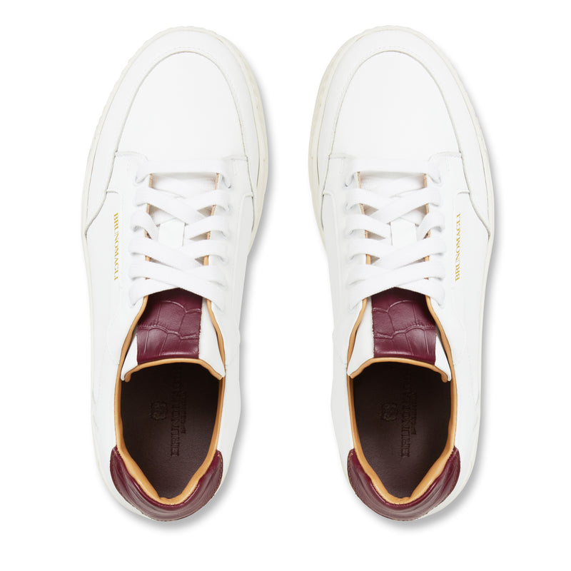 SEVERO CASUAL LEATHER SNEAKER  -WHITE/BORDEAUX