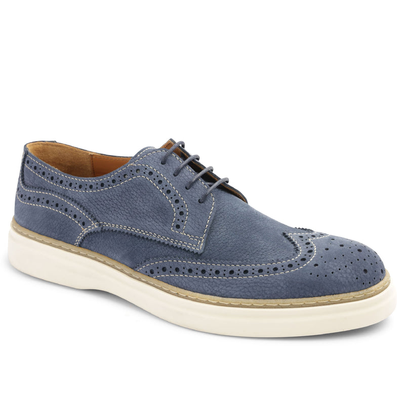 Salento Brogue Wingtip Leather Derby - Blue