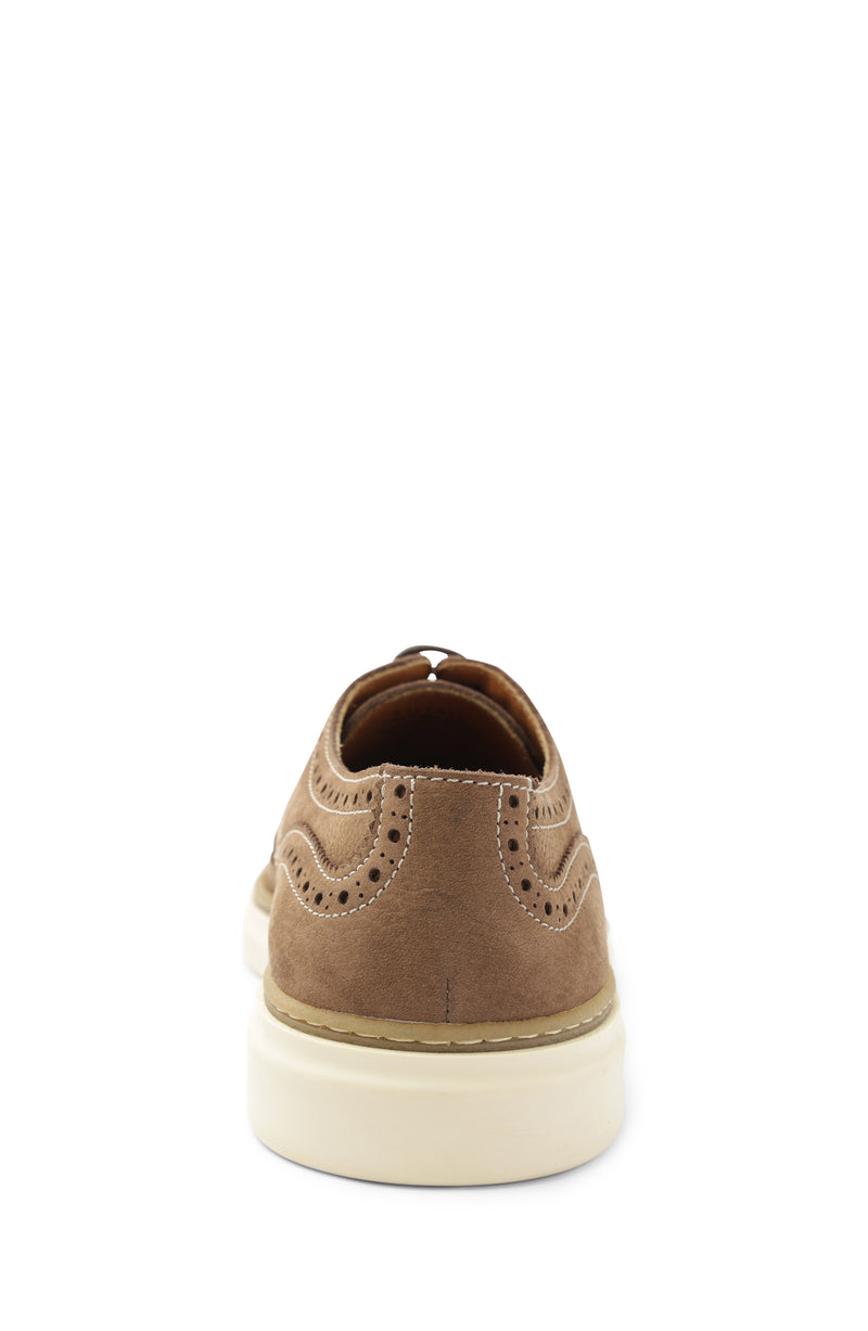 Salento Brogue Wingtip Leather Derby - Brown/Raffia