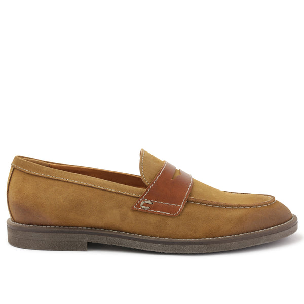 Sanna Water Resistant Casual Suede Penny Loafer - Cognac