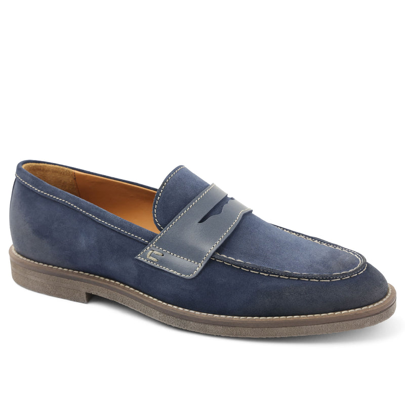 Sanna Water Resistant Casual Suede Penny Loafer - Navy