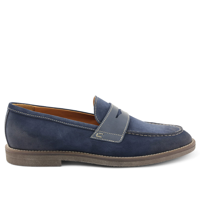 Sanna Water Resistant Casual Suede Penny Loafer - Navy