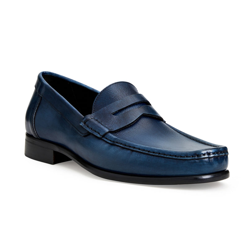 TONIO SLIP-ON LEATHER LOAFER-BLUE