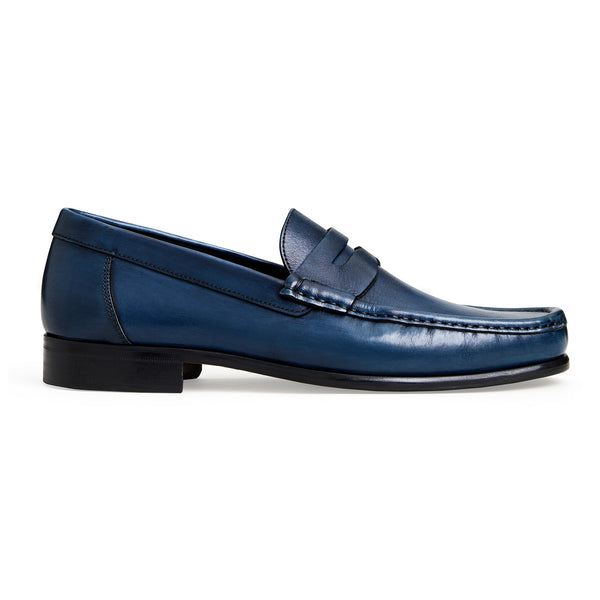 TONIO SLIP-ON LEATHER LOAFER-BLUE