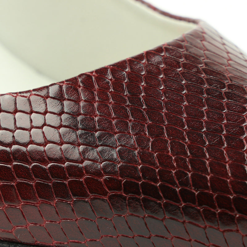 Telma Snake-Print Leather Pointed-Toe Pump - Bordeaux