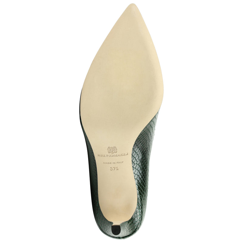 Telma Snake-Print Leather Pointed-Toe Pump - Emerald