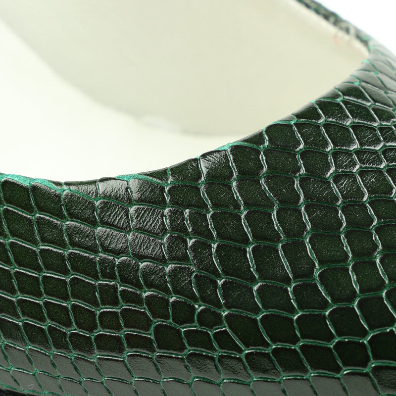 Telma Snake-Print Leather Pointed-Toe Pump - Emerald