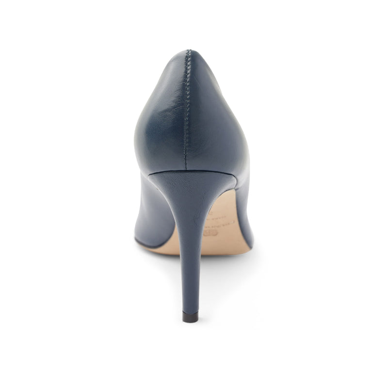 Telma Leather Pointed-Toe Pump - Navy