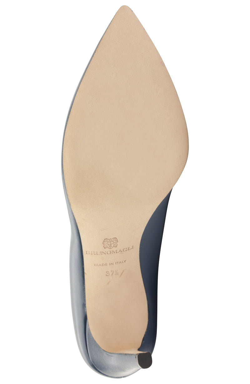 Telma Leather Pointed-Toe Pump - Navy