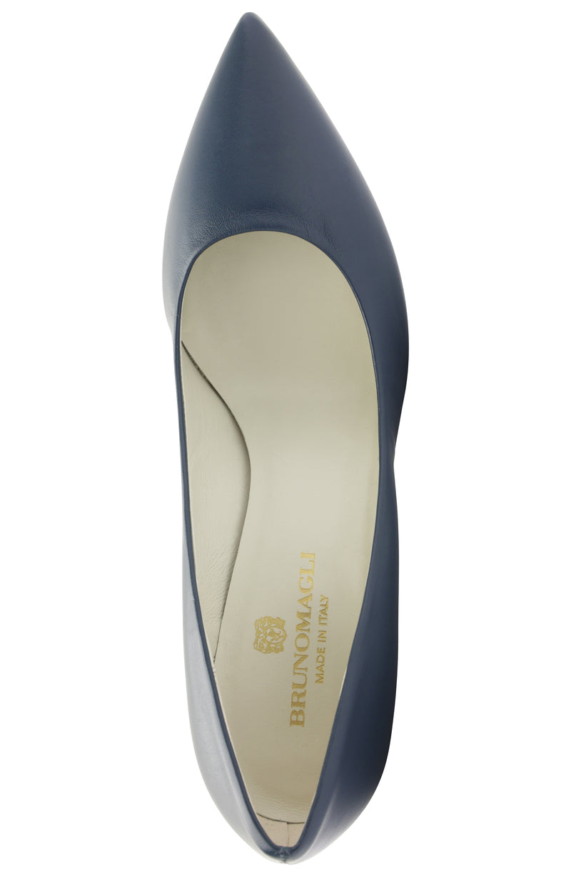 Telma Leather Pointed-Toe Pump - Navy
