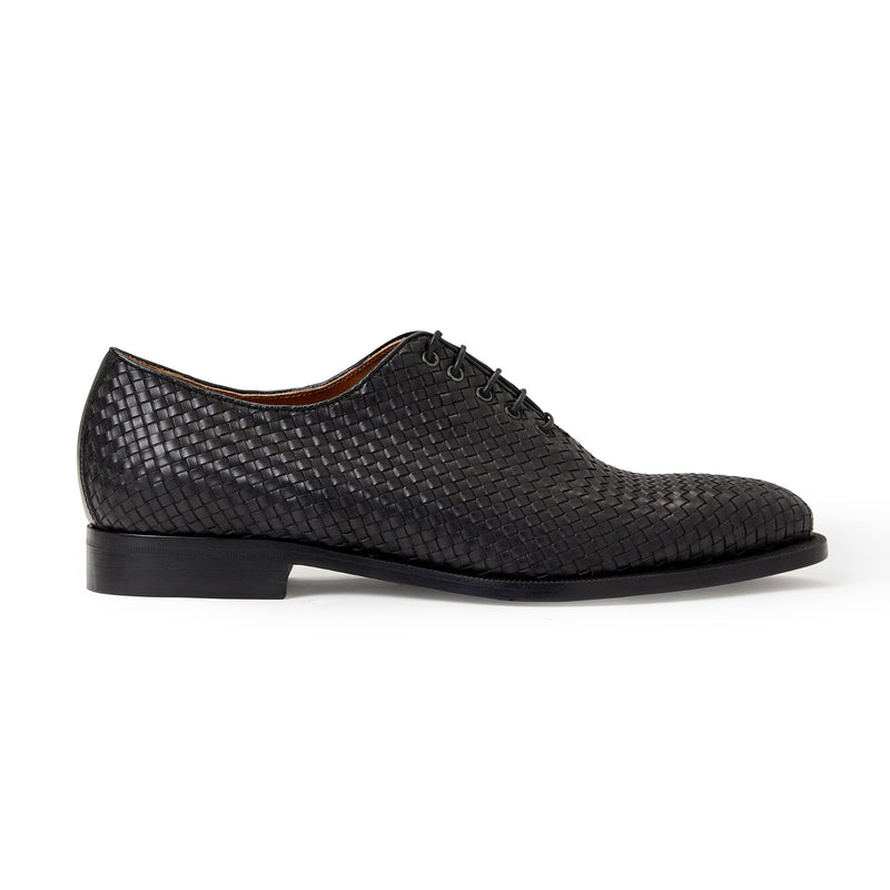 COLLEZIONE VELENO LEATHER OXFORD-BLACK WOVEN