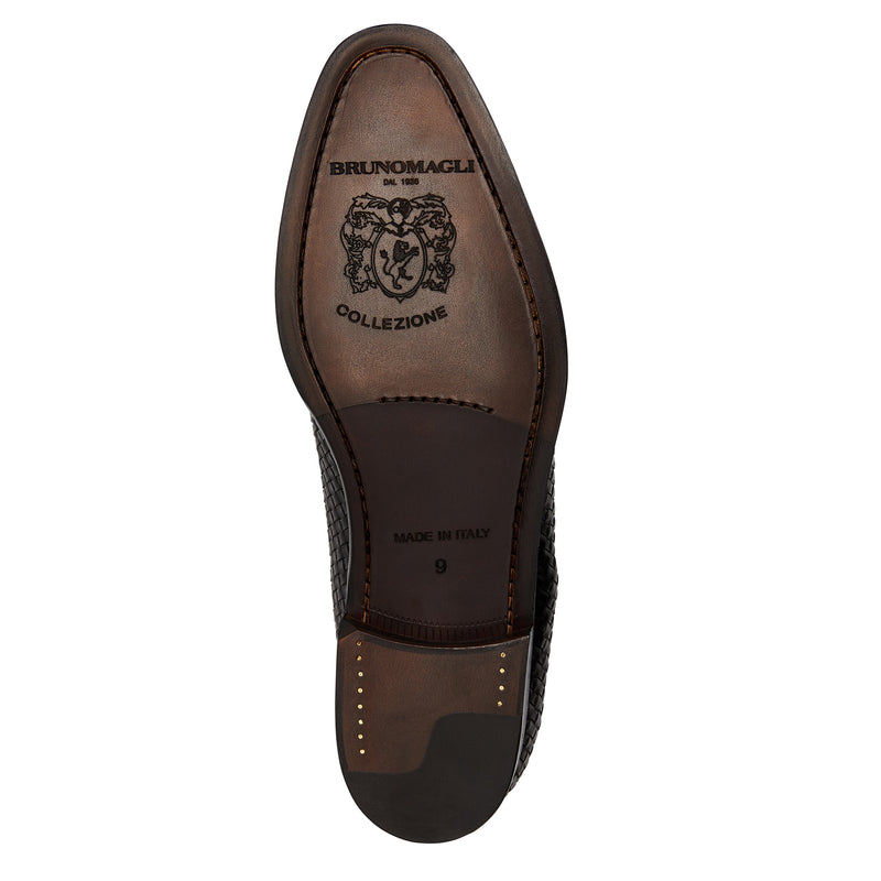 COLLEZIONE VELENO LEATHER OXFORD-BLACK WOVEN