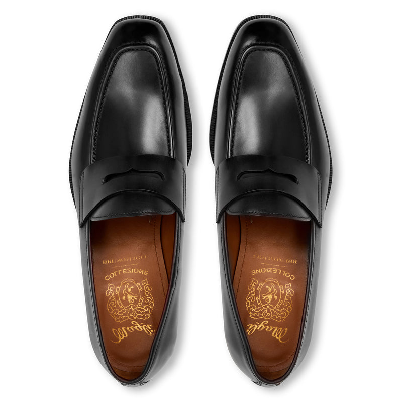 COLLEZIONE VESINI LEATHER SLIP-ON LOAFER -BLACK