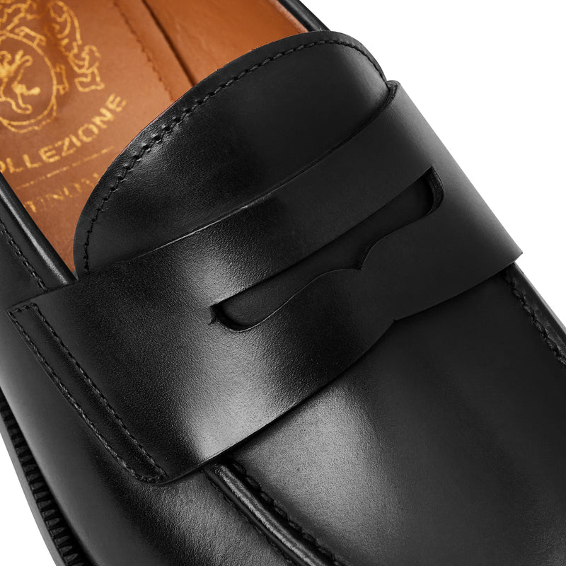 COLLEZIONE VESINI LEATHER SLIP-ON LOAFER -BLACK